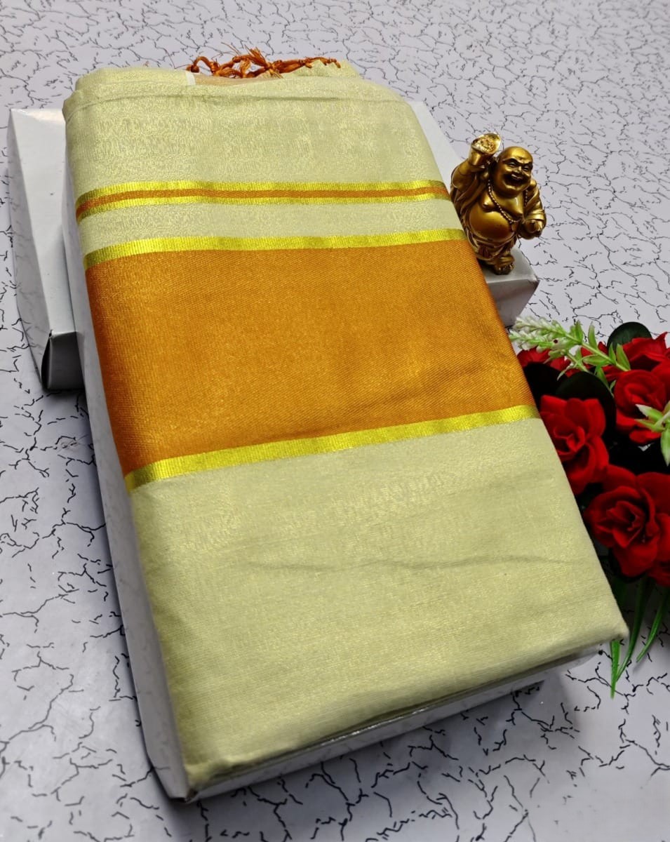 Classic Plain Zari Border Kerala Cotton Saree